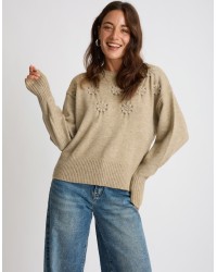 Maglione Ricamo Manica Palloncino