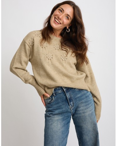 Maglione Ricamo Manica Palloncino