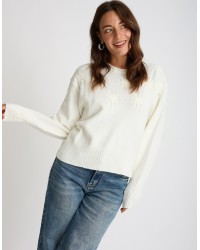 Maglione Ricamo Manica Palloncino