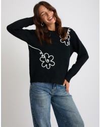 Maglione Ricami Contrasto