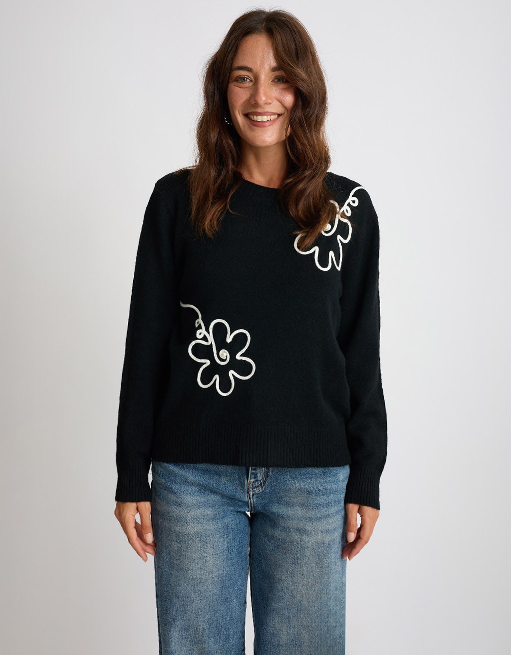 Maglione Ricami Contrasto
