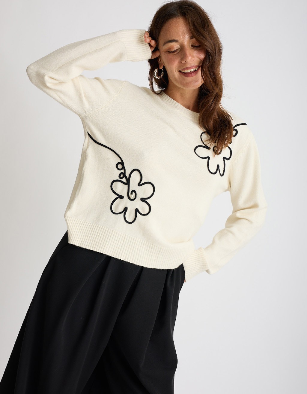 Maglione Ricami Contrasto
