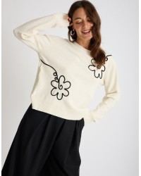 Maglione Ricami Contrasto