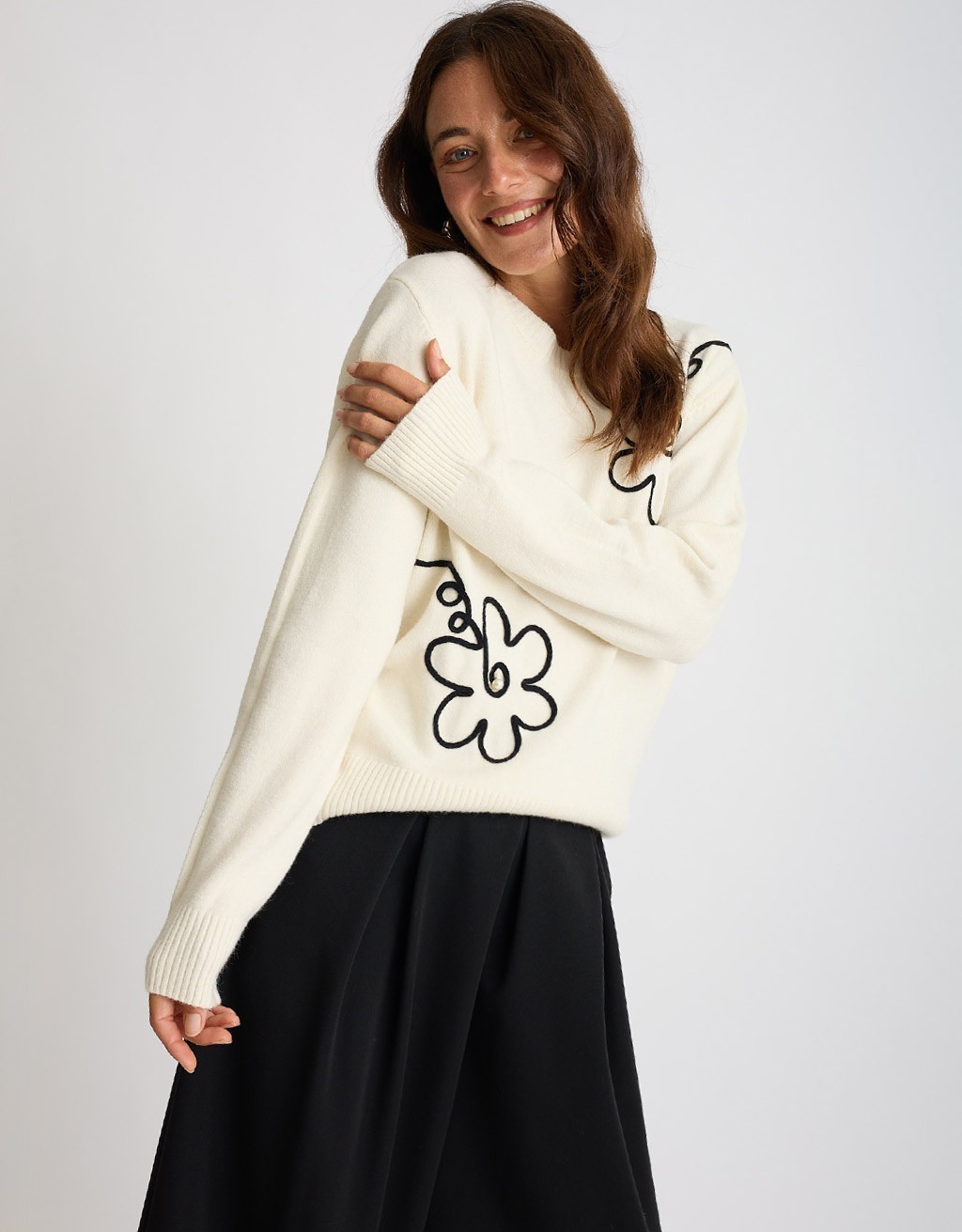 Maglione Ricami Contrasto