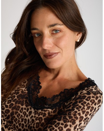 Maglietta Ultralight Cashmere Animalier Pizzo