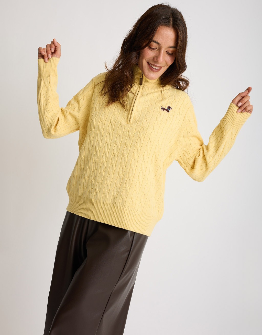 Maglione Treccia Bassotto Zip