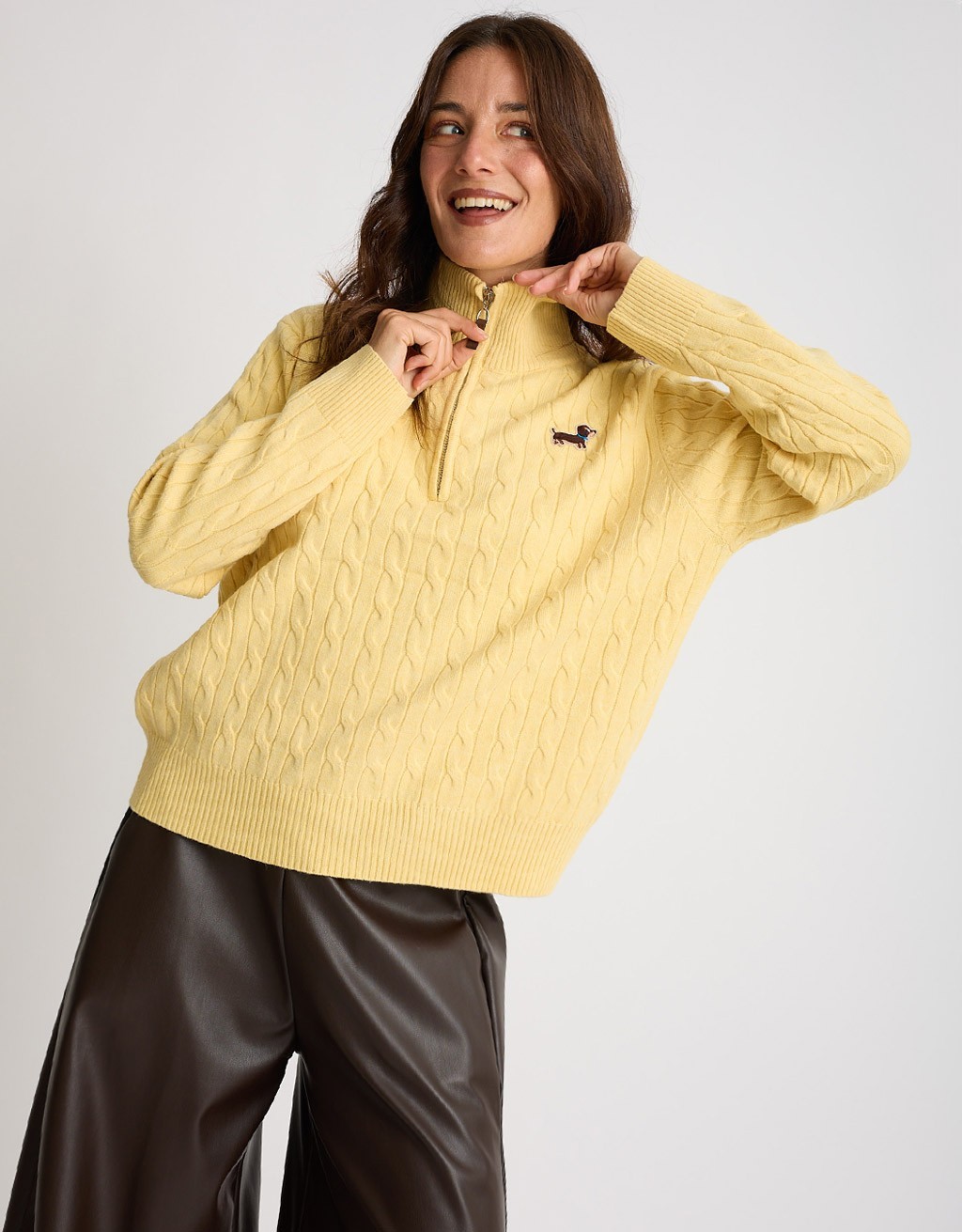 Maglione Treccia Bassotto Zip