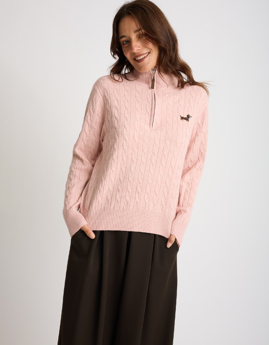 Maglione Treccia Bassotto Zip