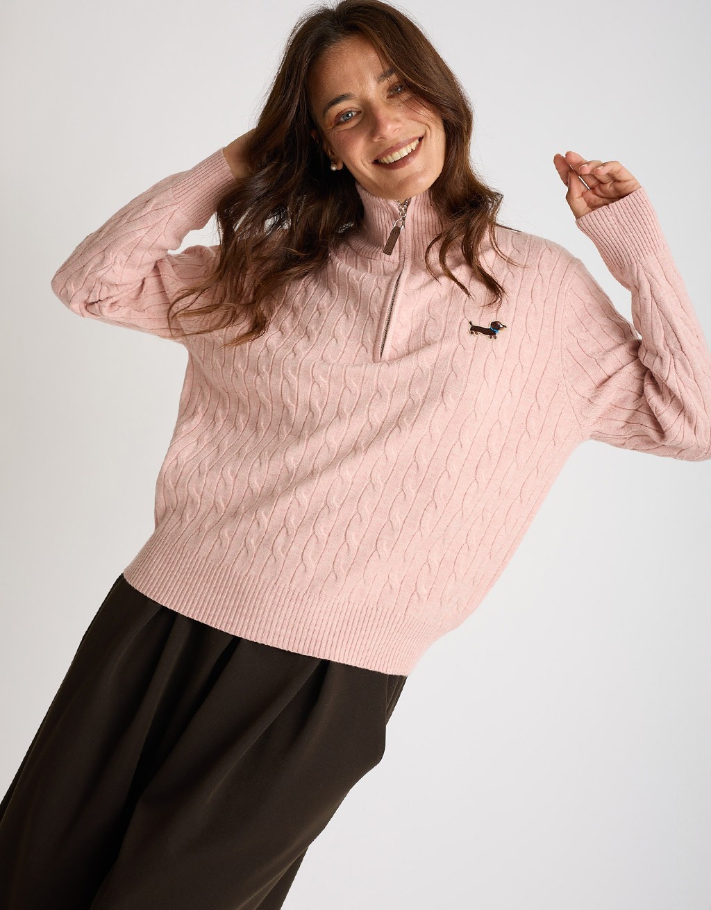 Maglione Treccia Bassotto Zip