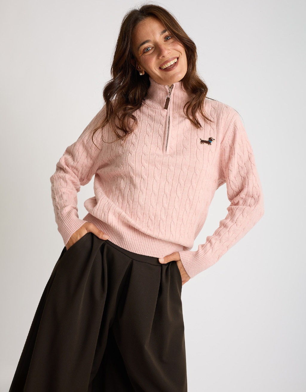 Maglione Treccia Bassotto Zip