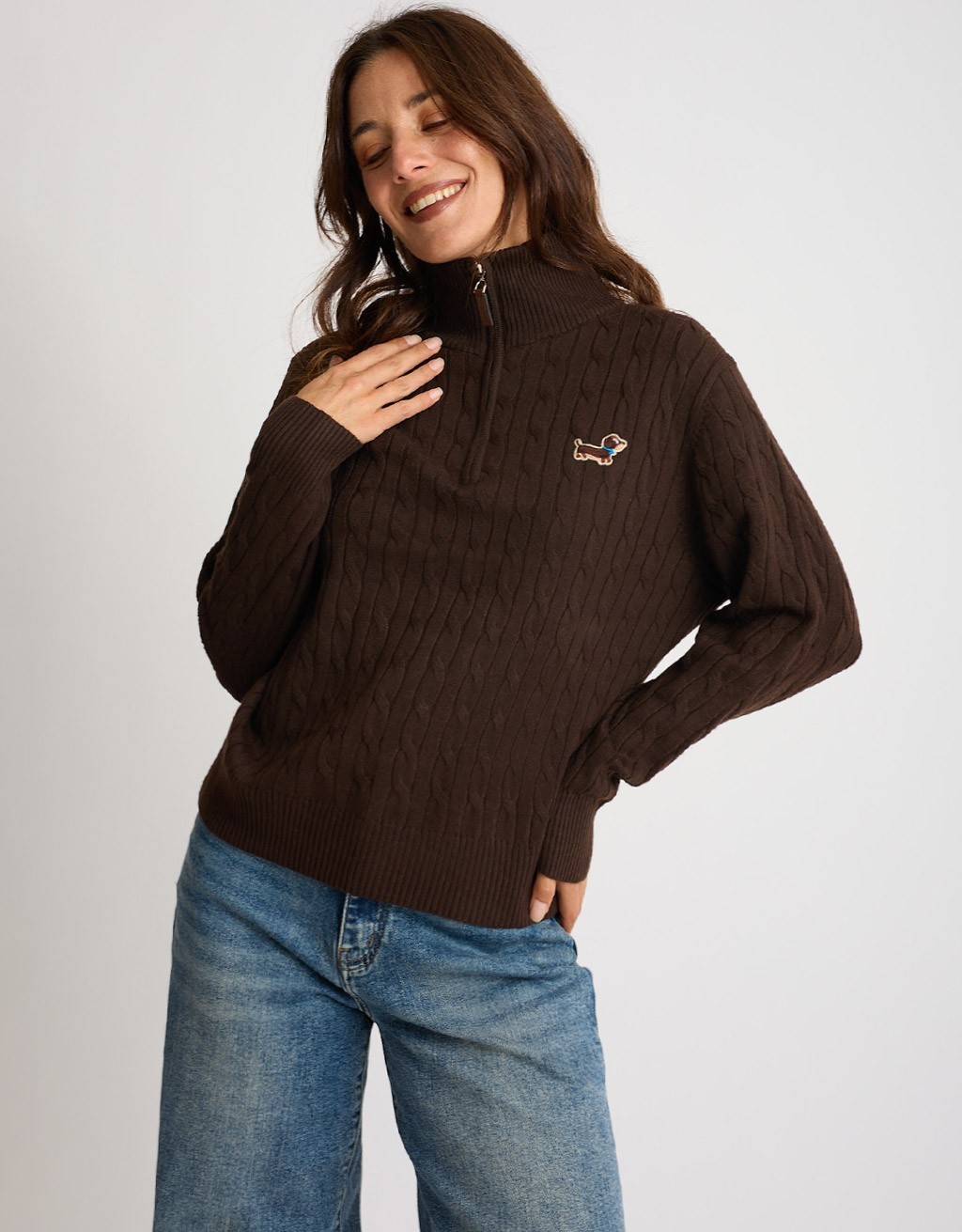 Maglione Treccia Bassotto Zip