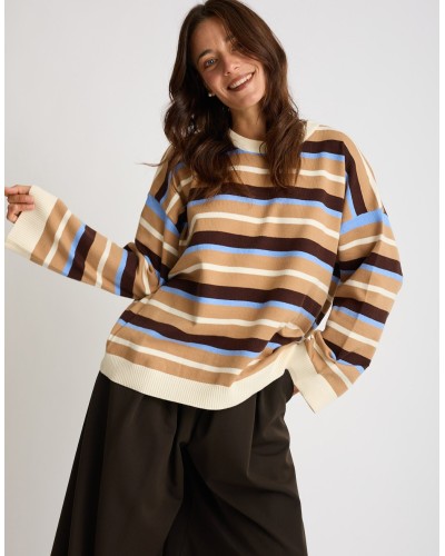 Maglione Over Righe Multicolor