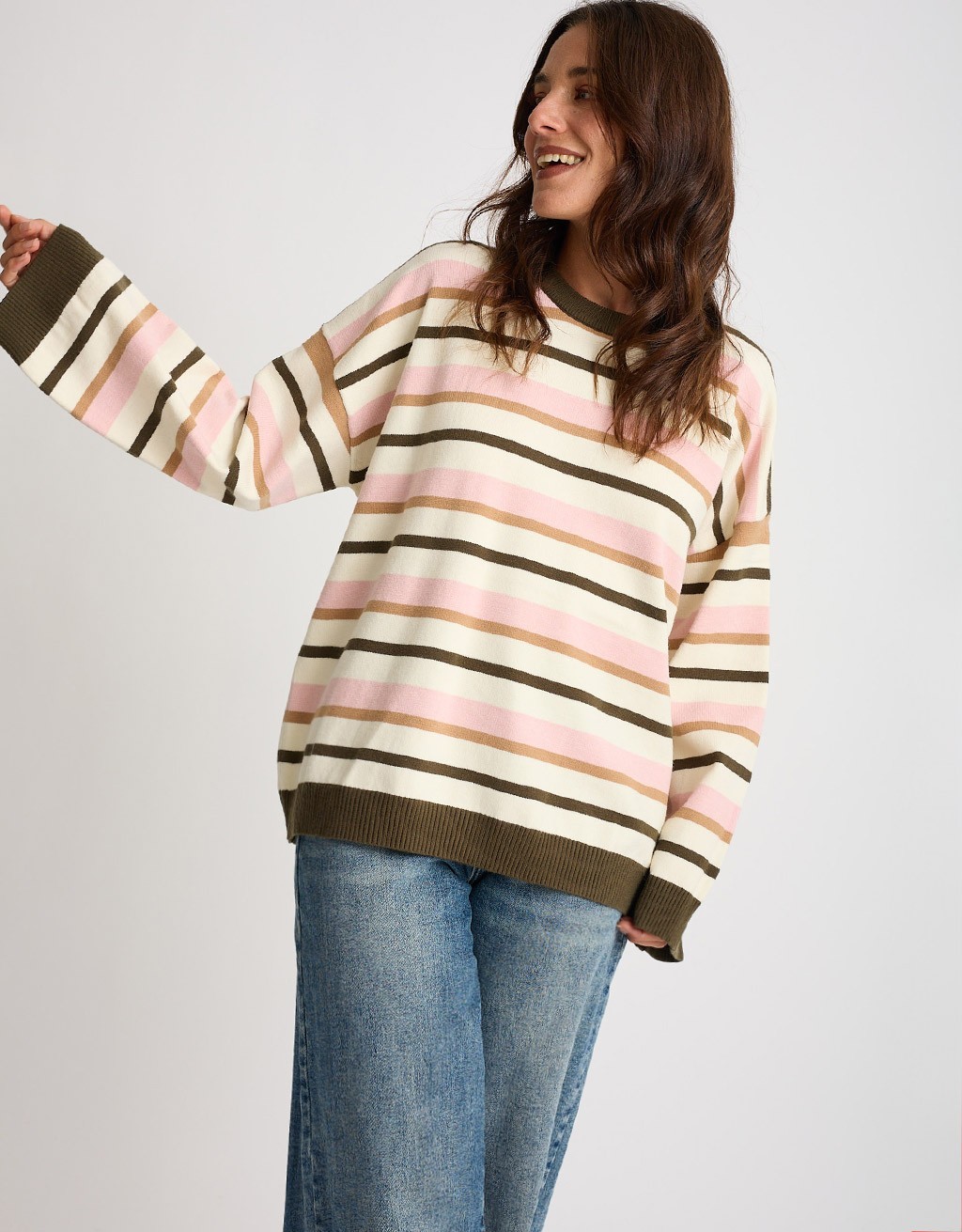 Maglione Over Righe Multicolor