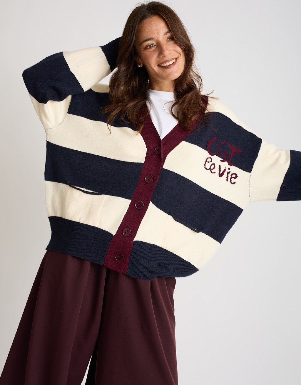 Cardigan Righe C'est La Vie