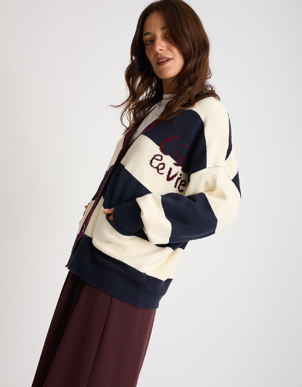 Cardigan Righe C'est La Vie