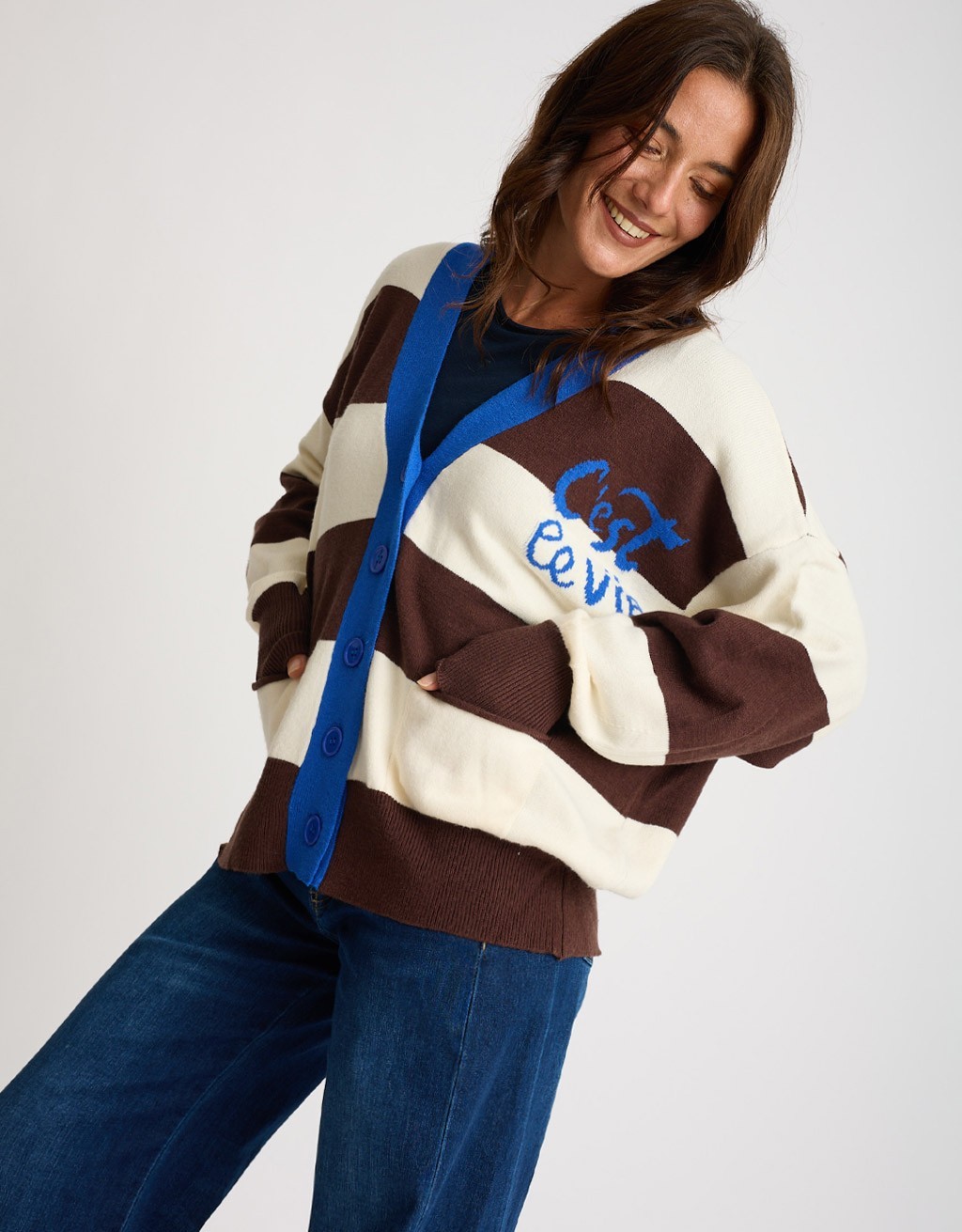 Cardigan Righe C'est La Vie