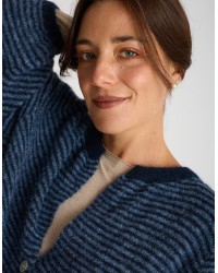 Cardigan Righe Crop Melange Con Lana