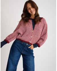 Cardigan Righe Crop Melange Con Lana