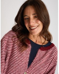 Cardigan Righe Crop Melange Con Lana