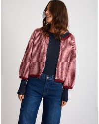 Cardigan Righe Crop Melange Con Lana