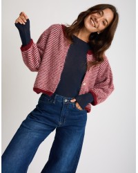 Cardigan Righe Crop Melange Con Lana