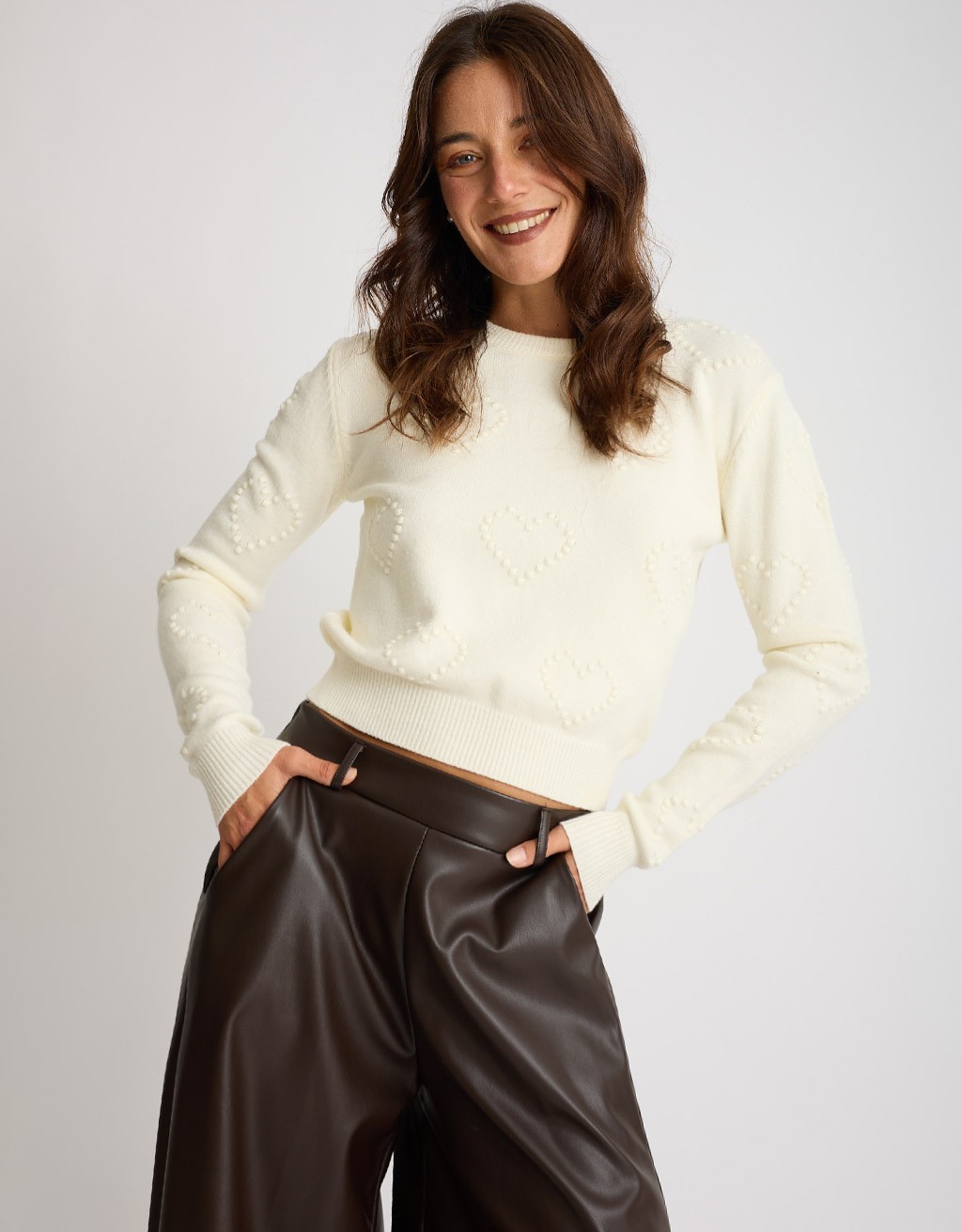 Maglione Cuori Ricamati