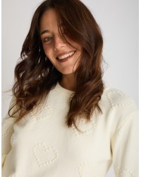 Maglione Cuori Ricamati