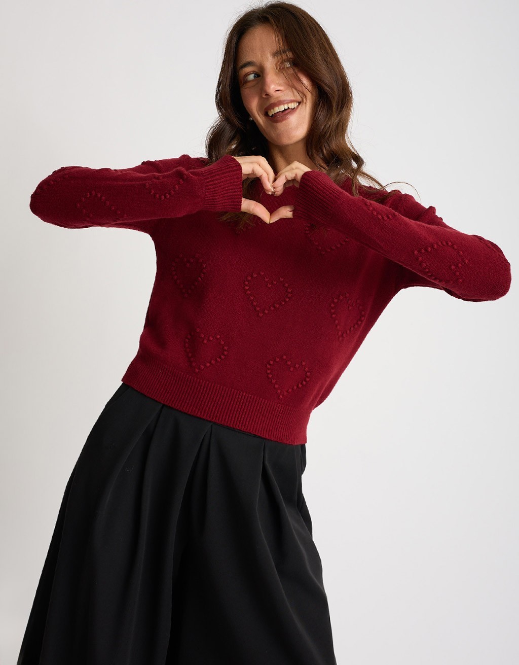 Maglione Cuori Ricamati