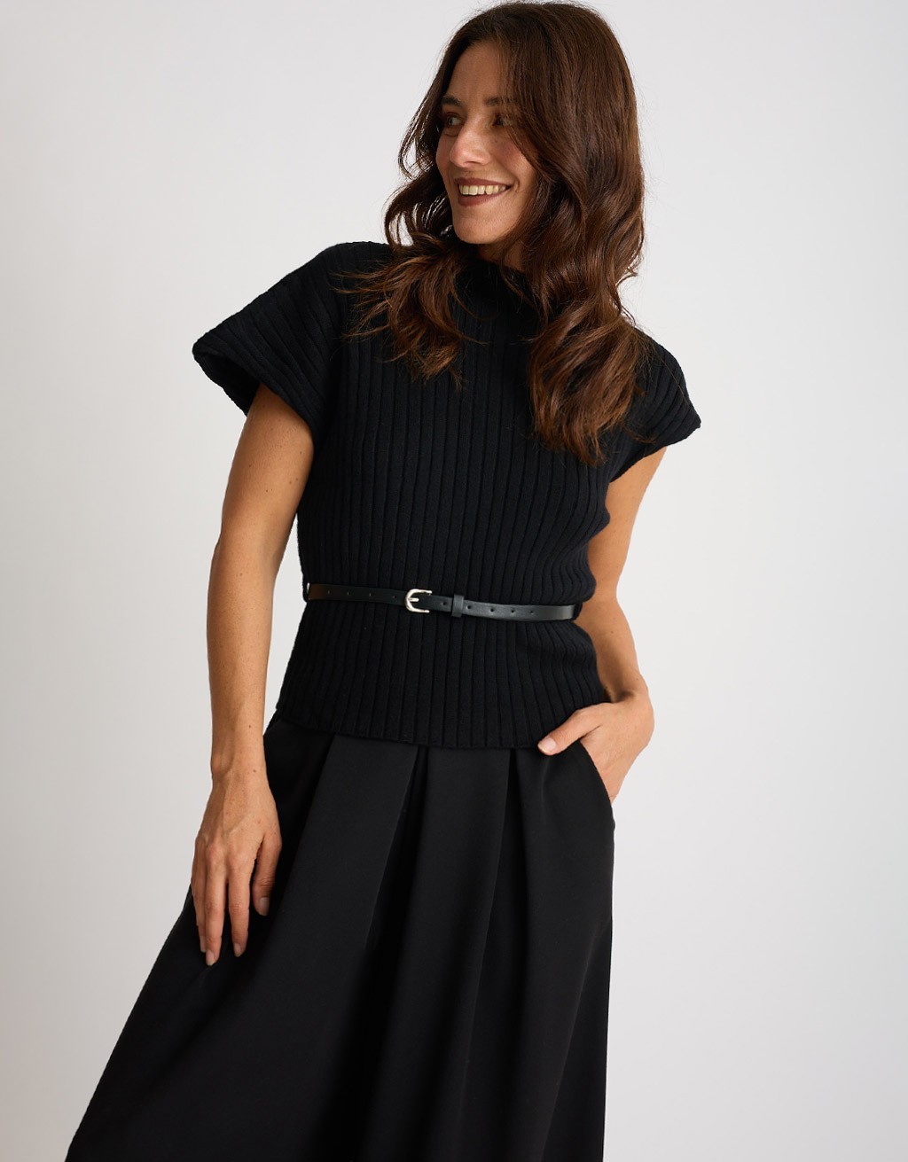 Maglione Asimmetrico Coste Cintura