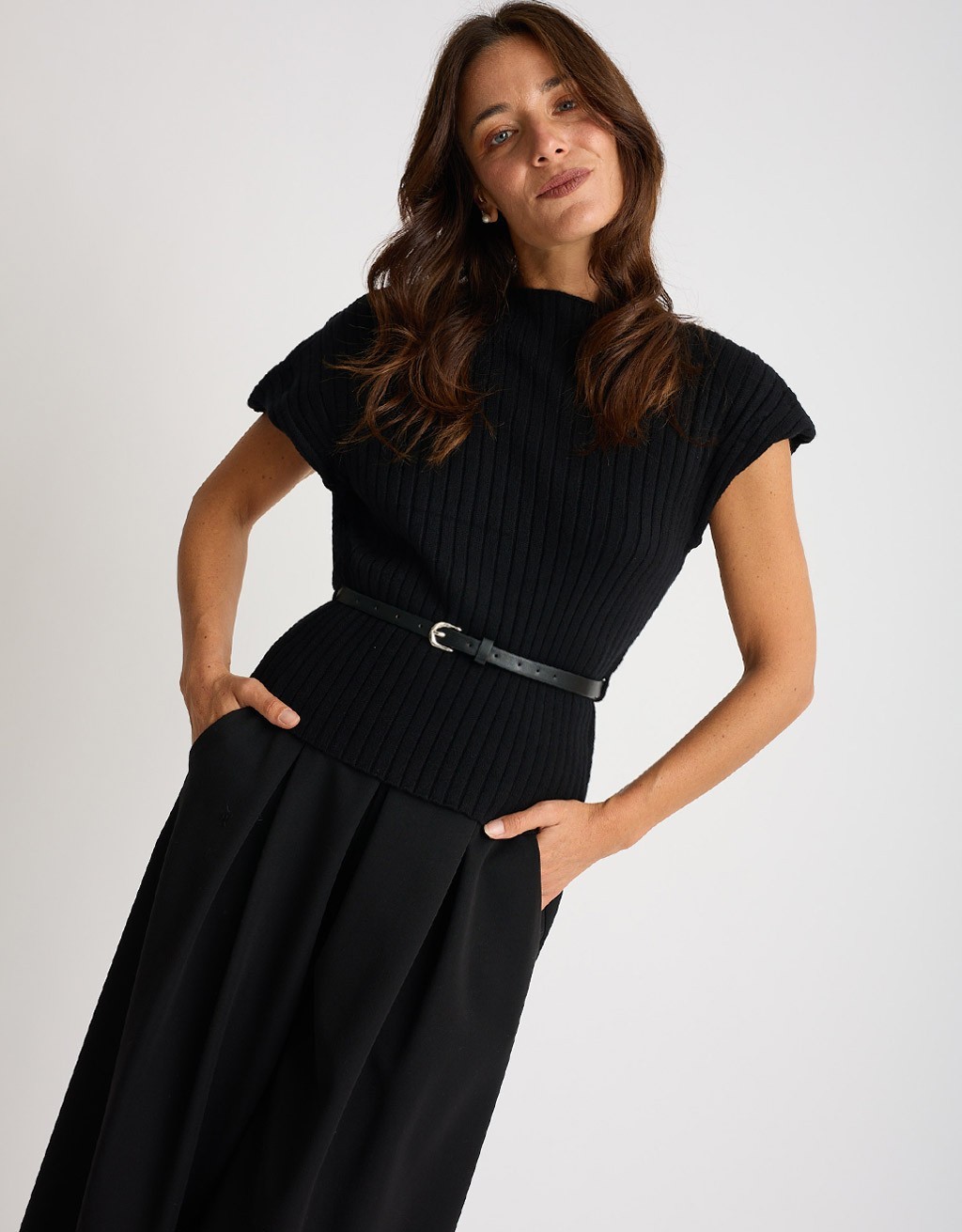 Maglione Asimmetrico Coste Cintura