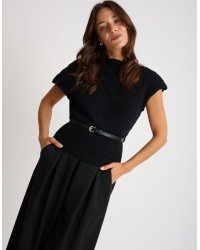 Maglione Asimmetrico Coste Cintura
