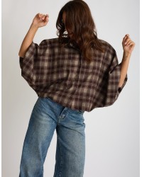 Giacca Camicia Quadri Manica Bombata
