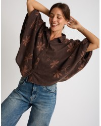 Giacca Camicia Velluto Ricamo Manica Bombata