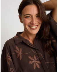 Giacca Camicia Velluto Ricamo Manica Bombata