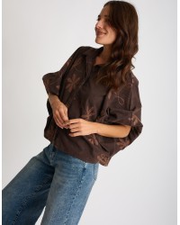 Giacca Camicia Velluto Ricamo Manica Bombata
