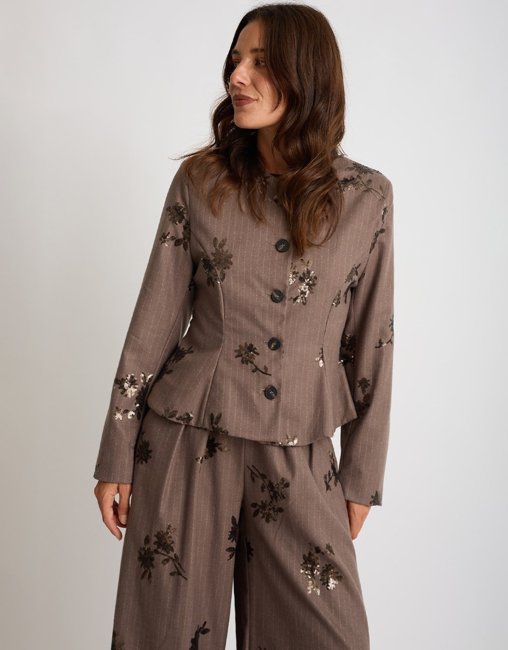 Completo Gessato Ricamo Paillettes