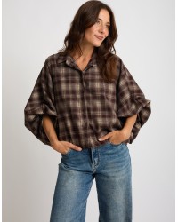 Giacca Camicia Quadri Manica Bombata