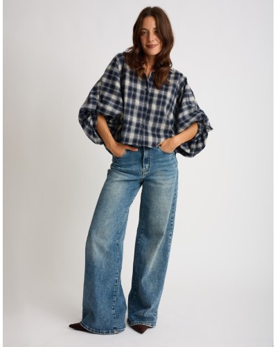Giacca Camicia Quadri Manica Bombata