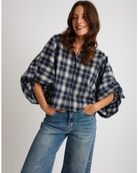 Giacca Camicia Quadri Manica Bombata