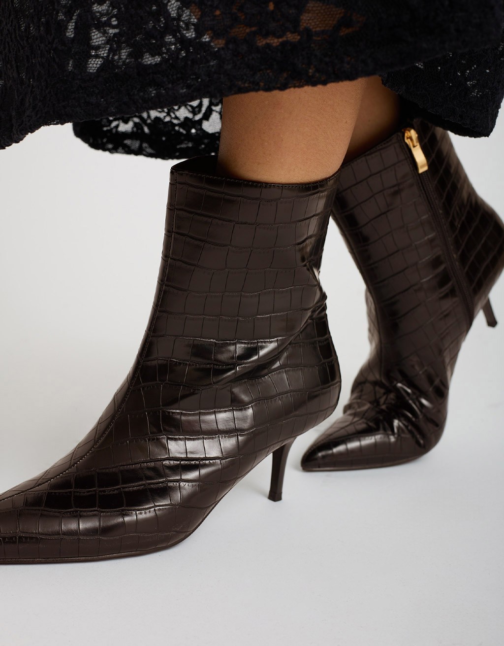 Tronchetto Tacco Kitten Heel Effetto Cocco