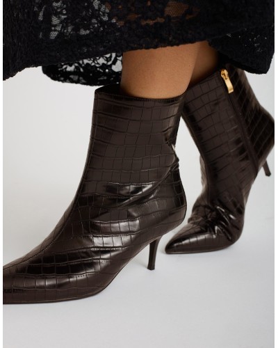Tronchetto Tacco Kitten Heel Effetto Cocco