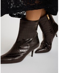 Tronchetto Tacco Kitten Heel Effetto Cocco