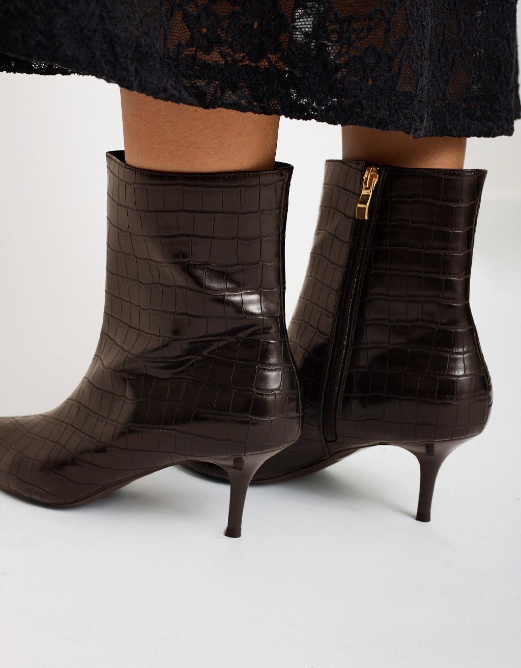 Tronchetto Tacco Kitten Heel Effetto Cocco