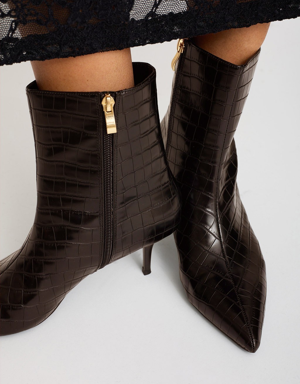 Tronchetto Tacco Kitten Heel Effetto Cocco
