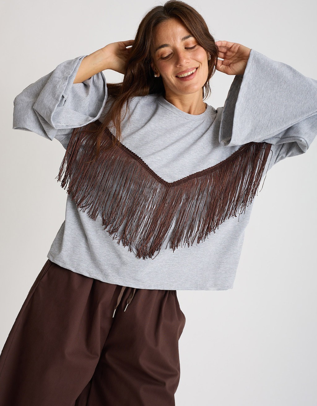 Maglietta Longsleeve Cotone Frange