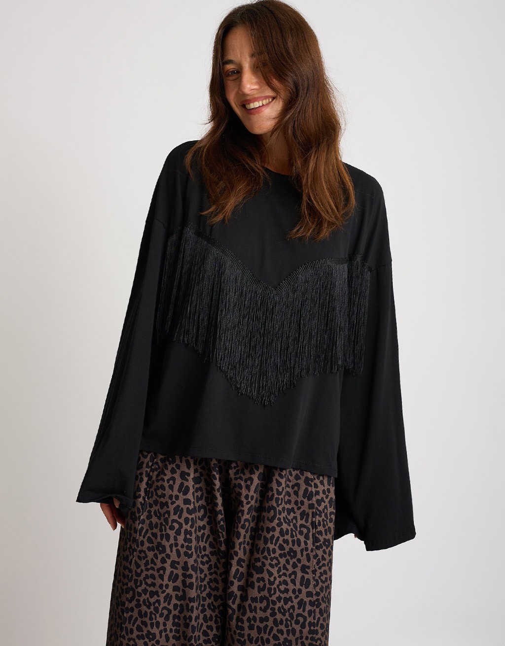Maglietta Longsleeve Cotone Frange