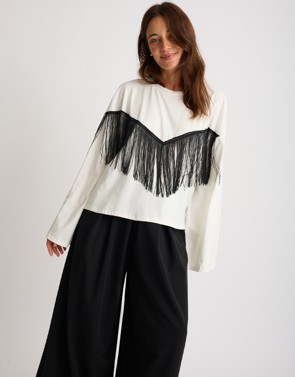 Maglietta Longsleeve Cotone Frange