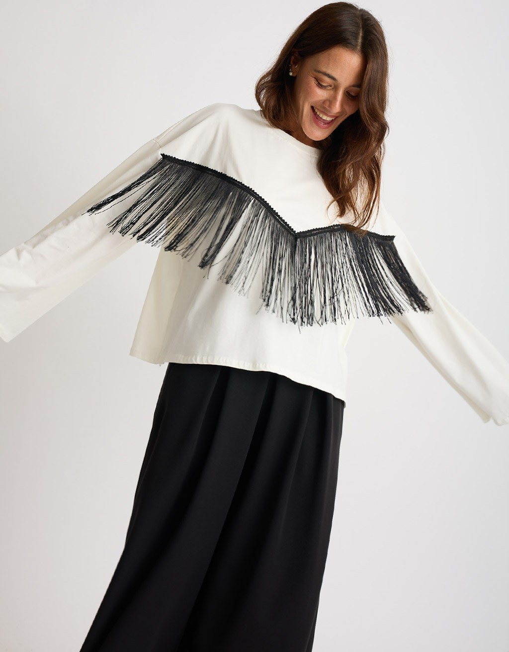 Maglietta Longsleeve Cotone Frange