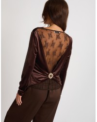 Maglietta Velluto Pizzo E Accessorio Schiena
