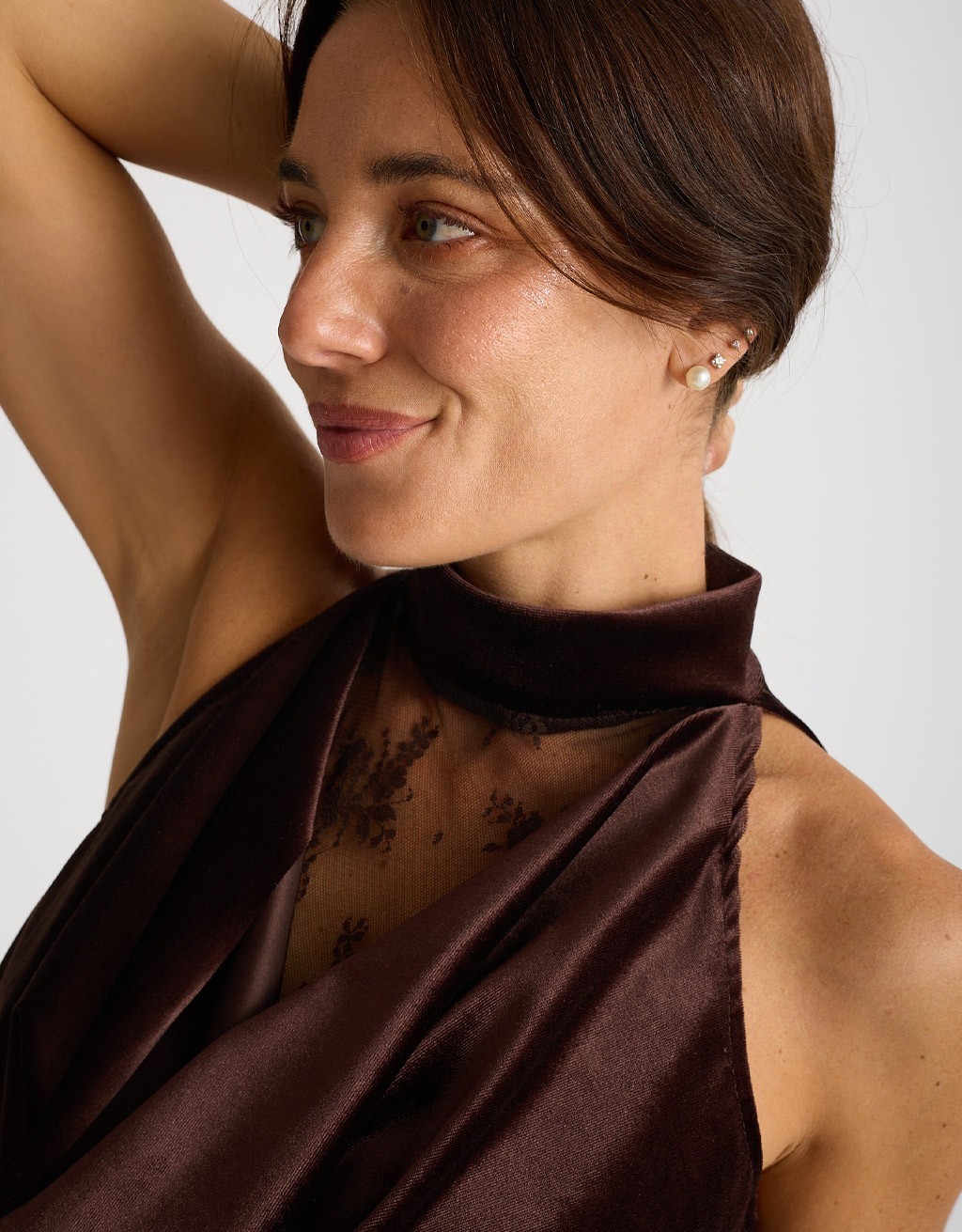 Top Halter Velluto Pizzo